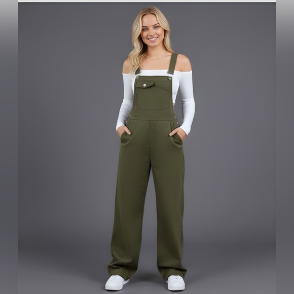 Army Green 1 Flap Pocket Overalls - Picture 1 of 7